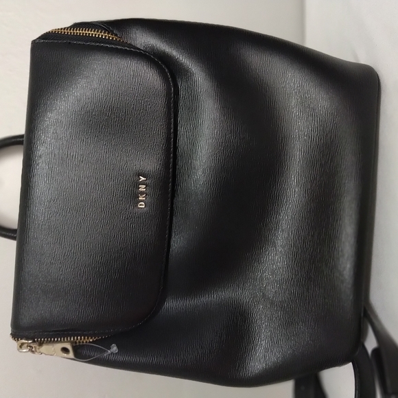 DKNY Black Leather Backpack - Picture 1 of 11